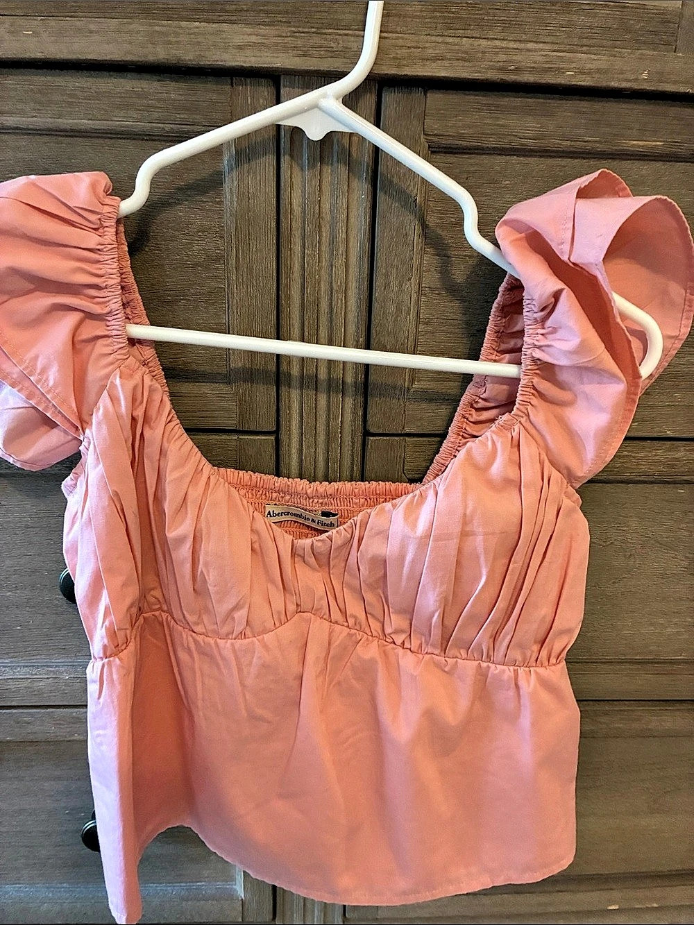 Abercrombie & Fitch Pink Ruffle Sleeve Crop Top